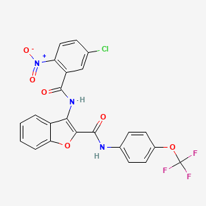 molecular formula C23H13ClF3N3O6 B2555345 3-(5-氯-2-硝基苯甲酰胺)-N-(4-(三氟甲氧基)苯基)苯并呋喃-2-甲酰胺 CAS No. 888458-47-7