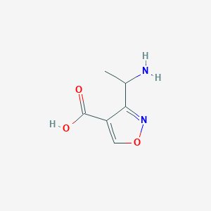 molecular formula C6H8N2O3 B2555346 3-(1-Aminoethyl)isoxazole-4-carboxylic acid CAS No. 1334494-67-5