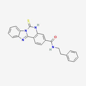 molecular formula C23H18N4OS B2555350 N-(2-苯乙基)-6-硫代-5,6-二氢苯并咪唑并[1,2-c]喹唑啉-3-甲酰胺 CAS No. 440322-71-4