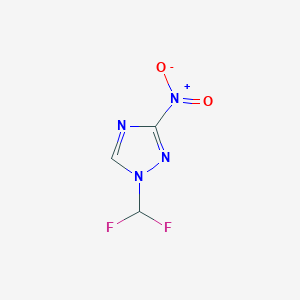 molecular formula C3H2F2N4O2 B2555352 1-(difluoromethyl)-3-nitro-1H-1,2,4-triazole CAS No. 2137653-18-8