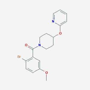 molecular formula C18H19BrN2O3 B2555354 (2-Bromo-5-methoxyphenyl)(4-(pyridin-2-yloxy)piperidin-1-yl)methanone CAS No. 1428352-75-3