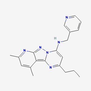 molecular formula C20H22N6 B2555355 8,10-dimethyl-2-propyl-N-(pyridin-3-ylmethyl)pyrido[2',3':3,4]pyrazolo[1,5-a]pyrimidin-4-amine CAS No. 879471-61-1