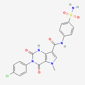 molecular formula C20H16ClN5O5S B2555364 3-(4-chlorophenyl)-5-methyl-2,4-dioxo-N-(4-sulfamoylphenyl)-2,3,4,5-tetrahydro-1H-pyrrolo[3,2-d]pyrimidine-7-carboxamide CAS No. 921851-73-2