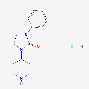 molecular formula C14H20ClN3O B2555371 1-Fenil-3-piperidin-4-ilimidazolidin-2-ona; clorhidrato CAS No. 2460755-60-4