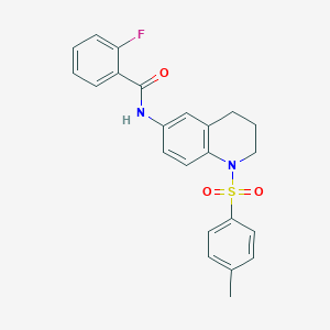 molecular formula C23H21FN2O3S B2555405 2-氟-N-(1-对甲苯磺酰-1,2,3,4-四氢喹啉-6-基)苯甲酰胺 CAS No. 942006-54-4