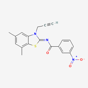 molecular formula C19H15N3O3S B2555481 N-(5,7-dimethyl-3-prop-2-ynyl-1,3-benzothiazol-2-ylidene)-3-nitrobenzamide CAS No. 868376-90-3