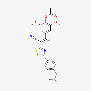 molecular formula C26H26N2O4S B2555485 (E)-4-(2-cyano-2-(4-(4-isobutylphenyl)thiazol-2-yl)vinyl)-2,6-dimethoxyphenyl acetate CAS No. 683250-53-5