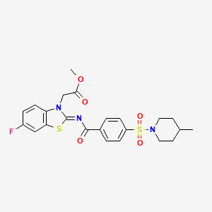 molecular formula C23H24FN3O5S2 B2555494 2-[6-氟-2-[4-(4-甲基哌啶-1-基)磺酰基苯甲酰]亚氨基-1,3-苯并噻唑-3-基]乙酸甲酯 CAS No. 865198-23-8