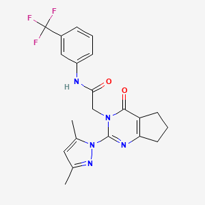 molecular formula C21H20F3N5O2 B2555527 2-(2-(3,5-二甲基-1H-吡唑-1-基)-4-氧代-4,5,6,7-四氢-3H-环戊[d]嘧啶-3-基)-N-(3-(三氟甲基)苯基)乙酰胺 CAS No. 1006785-76-7