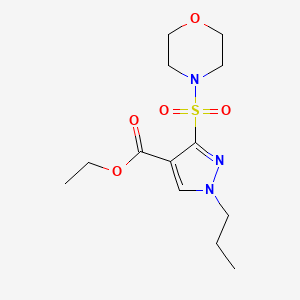 molecular formula C13H21N3O5S B2555539 ethyl 3-(morpholin-4-ylsulfonyl)-1-propyl-1H-pyrazole-4-carboxylate CAS No. 1260995-91-2