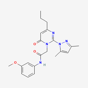 molecular formula C21H25N5O3 B2555553 2-(2-(3,5-dimethyl-1H-pyrazol-1-yl)-6-oxo-4-propylpyrimidin-1(6H)-yl)-N-(3-methoxyphenyl)acetamide CAS No. 1002432-16-7