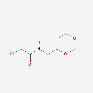 molecular formula C8H14ClNO3 B2555565 2-Chloro-N-(1,3-dioxan-4-ylmethyl)propanamide CAS No. 2411271-02-6