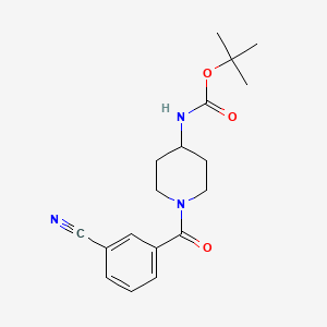 molecular formula C18H23N3O3 B2555567 叔丁基1-(3-氰基苯甲酰)哌啶-4-基氨基甲酸酯 CAS No. 1286272-83-0