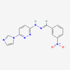 molecular formula C14H11N7O2 B2555575 (E)-3-(1H-imidazol-1-yl)-6-(2-(3-nitrobenzylidene)hydrazinyl)pyridazine CAS No. 380386-40-3