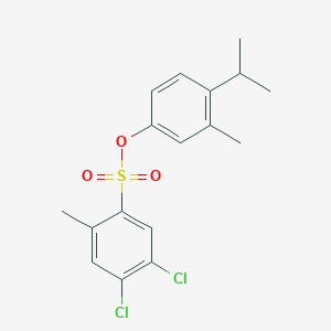 molecular formula C17H18Cl2O3S B2555579 3-Methyl-4-(propan-2-yl)phenyl 4,5-dichloro-2-methylbenzene-1-sulfonate CAS No. 2305564-94-5