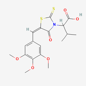 molecular formula C18H21NO6S2 B2555589 3-methyl-2-[(5E)-4-oxo-2-sulfanylidene-5-[(3,4,5-trimethoxyphenyl)methylidene]-1,3-thiazolidin-3-yl]butanoic acid CAS No. 304861-23-2