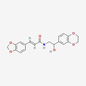 molecular formula C20H19NO6 B2555596 (E)-3-(苯并[d][1,3]二氧杂环-5-基)-N-(2-(2,3-二氢苯并[b][1,4]二氧杂环-6-基)-2-羟乙基)丙烯酰胺 CAS No. 2035003-71-3