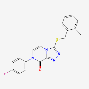 molecular formula C19H15FN4OS B2555602 7-(4-fluorophenyl)-3-[(2-methylbenzyl)thio][1,2,4]triazolo[4,3-a]pyrazin-8(7H)-one CAS No. 1242931-68-5