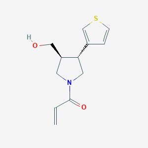molecular formula C12H15NO2S B2555610 1-[(3S,4R)-3-(hydroxymethyl)-4-(thiophen-3-yl)pyrrolidin-1-yl]prop-2-en-1-one CAS No. 2094007-55-1