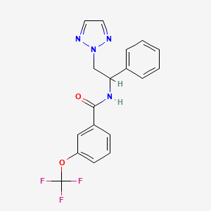 molecular formula C18H15F3N4O2 B2555641 N-(1-phenyl-2-(2H-1,2,3-triazol-2-yl)ethyl)-3-(trifluoromethoxy)benzamide CAS No. 2034406-03-4