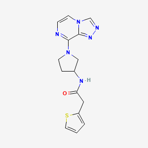 molecular formula C15H16N6OS B2555664 N-(1-([1,2,4]三唑并[4,3-a]哒嗪-8-基)吡咯烷-3-基)-2-(噻吩-2-基)乙酰胺 CAS No. 2034531-83-2