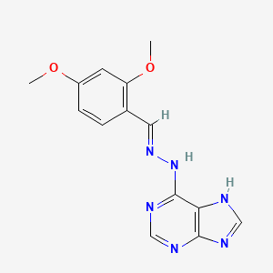 molecular formula C14H14N6O2 B2555689 (E)-6-(2-(2,4-Dimethoxybenzyliden)hydrazinyl)-9H-purin CAS No. 537667-48-4