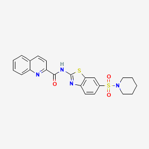 molecular formula C22H20N4O3S2 B2555690 N-(6-piperidin-1-ylsulfonyl-1,3-benzothiazol-2-yl)quinoline-2-carboxamide CAS No. 865592-74-1