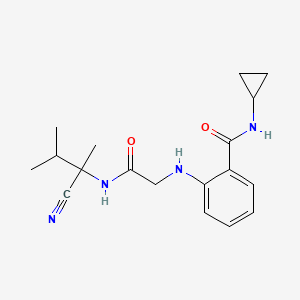 molecular formula C18H24N4O2 B2555691 2-({[(1-cyano-1,2-dimethylpropyl)carbamoyl]methyl}amino)-N-cyclopropylbenzamide CAS No. 1330449-14-3