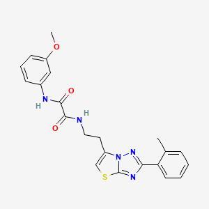 molecular formula C22H21N5O3S B2555693 N1-(3-methoxyphenyl)-N2-(2-(2-(o-tolyl)thiazolo[3,2-b][1,2,4]triazol-6-yl)ethyl)oxalamide CAS No. 895791-04-5