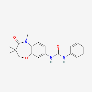 molecular formula C19H21N3O3 B2555694 1-Phenyl-3-(3,3,5-trimethyl-4-oxo-2,3,4,5-tetrahydrobenzo[b][1,4]oxazepin-8-yl)urea CAS No. 1170621-00-7