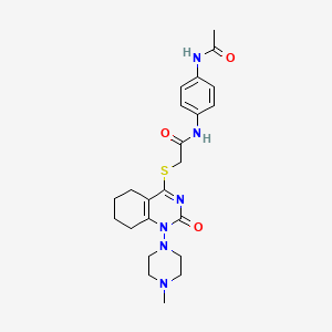 molecular formula C23H30N6O3S B2555695 N-(4-acetamidophenyl)-2-((1-(4-methylpiperazin-1-yl)-2-oxo-1,2,5,6,7,8-hexahydroquinazolin-4-yl)thio)acetamide CAS No. 920363-28-6