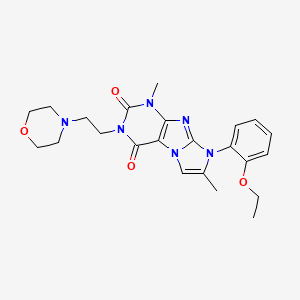 molecular formula C23H28N6O4 B2555700 8-(2-ethoxyphenyl)-1,7-dimethyl-3-(2-morpholinoethyl)-1H-imidazo[2,1-f]purine-2,4(3H,8H)-dione CAS No. 904372-03-8