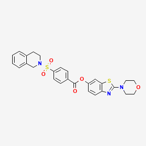 molecular formula C27H25N3O5S2 B2555701 2-morpholinobenzo[d]thiazol-6-yl 4-((3,4-dihydroisoquinolin-2(1H)-yl)sulfonyl)benzoate CAS No. 941890-54-6