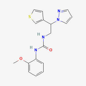 molecular formula C17H18N4O2S B2555702 1-(2-(1H-pyrazol-1-yl)-2-(thiophen-3-yl)ethyl)-3-(2-methoxyphenyl)urea CAS No. 2034563-82-9