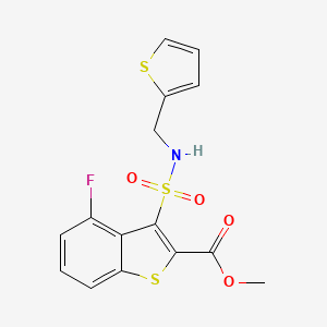molecular formula C15H12FNO4S3 B2555703 Methyl 4-fluoro-3-{[(2-thienylmethyl)amino]sulfonyl}-1-benzothiophene-2-carboxylate CAS No. 941893-19-2