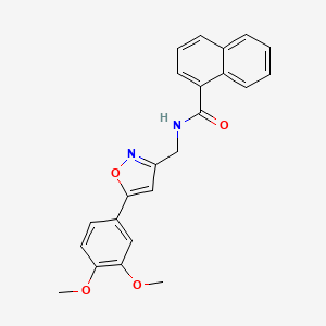 molecular formula C23H20N2O4 B2555705 N-((5-(3,4-dimethoxyphenyl)isoxazol-3-yl)methyl)-1-naphthamide CAS No. 953233-09-5