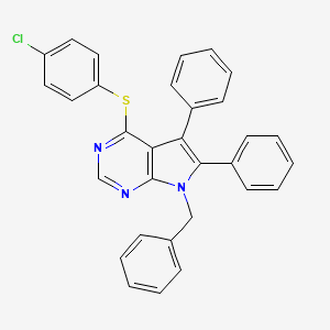 molecular formula C31H22ClN3S B2555710 7-benzyl-4-[(4-chlorophenyl)sulfanyl]-5,6-diphenyl-7H-pyrrolo[2,3-d]pyrimidine CAS No. 341964-70-3