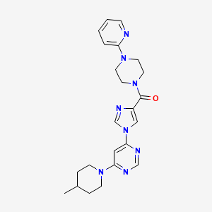 molecular formula C23H28N8O B2555717 {1-[6-(4-methylpiperidino)-4-pyrimidinyl]-1H-imidazol-4-yl}[4-(2-pyridyl)piperazino]methanone CAS No. 1251632-33-3