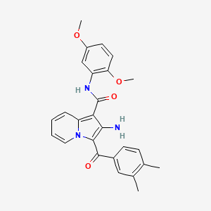 molecular formula C26H25N3O4 B2555726 2-氨基-N-(2,5-二甲氧基苯基)-3-(3,4-二甲基苯甲酰基)吲哚并[1,2-c]喹唑啉-1-甲酰胺 CAS No. 904266-70-2