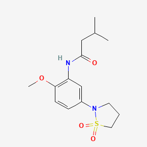 molecular formula C15H22N2O4S B2555749 N-(5-(1,1-dioxidoisothiazolidin-2-yl)-2-methoxyphenyl)-3-methylbutanamide CAS No. 941994-46-3