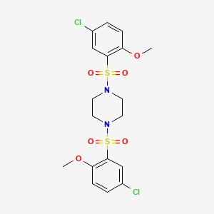 molecular formula C18H20Cl2N2O6S2 B2555762 1,4-Bis(5-chloro-2-methoxybenzenesulfonyl)piperazine CAS No. 332388-60-0