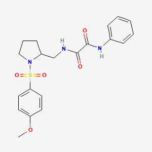molecular formula C20H23N3O5S B2555767 N1-((1-((4-methoxyphenyl)sulfonyl)pyrrolidin-2-yl)methyl)-N2-phenyloxalamide CAS No. 896291-09-1