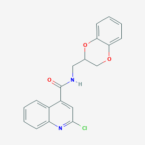 molecular formula C19H15ClN2O3 B2555768 2-chloro-N-[(2,3-dihydro-1,4-benzodioxin-2-yl)methyl]quinoline-4-carboxamide CAS No. 1111604-00-2