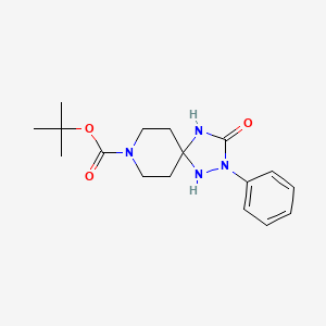 molecular formula C17H24N4O3 B2555773 Tert-butyl 3-oxo-2-phenyl-1,2,4,8-tetraazaspiro[4.5]decane-8-carboxylate CAS No. 1986518-77-7