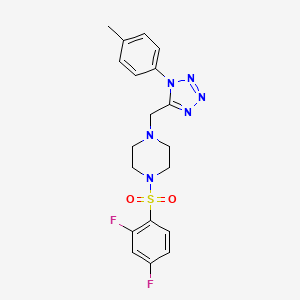 molecular formula C19H20F2N6O2S B2555782 1-((2,4-difluorophenyl)sulfonyl)-4-((1-(p-tolyl)-1H-tetrazol-5-yl)methyl)piperazine CAS No. 1049387-51-0