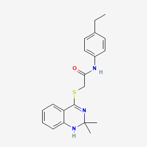 molecular formula C20H23N3OS B2555783 2-[(2,2-二甲基-1H-喹唑啉-4-基)硫代]-N-(4-乙基苯基)乙酰胺 CAS No. 894874-85-2