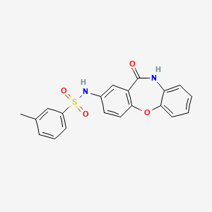 molecular formula C20H16N2O4S B2555785 3-methyl-N-(11-oxo-10,11-dihydrodibenzo[b,f][1,4]oxazepin-2-yl)benzenesulfonamide CAS No. 922062-76-8