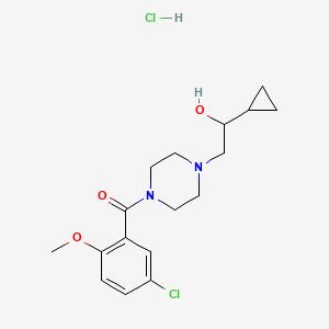 molecular formula C17H24Cl2N2O3 B2555793 (5-Chloro-2-methoxyphenyl)(4-(2-cyclopropyl-2-hydroxyethyl)piperazin-1-yl)methanone hydrochloride CAS No. 1396781-74-0