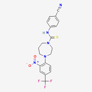 molecular formula C20H18F3N5O2S B2555797 N-(4-氰基苯基)-4-[2-硝基-4-(三氟甲基)苯基]-1,4-二氮杂环戊烷-1-甲硫酰胺 CAS No. 900019-60-5