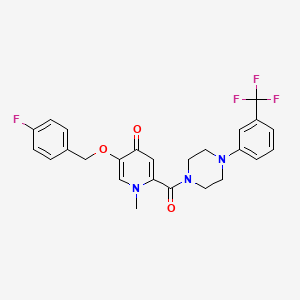 molecular formula C25H23F4N3O3 B2555801 5-((4-fluorobenzyl)oxy)-1-methyl-2-(4-(3-(trifluoromethyl)phenyl)piperazine-1-carbonyl)pyridin-4(1H)-one CAS No. 1021223-19-7